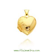 14K Yellow Gold Floral Design Domed Heart Locket