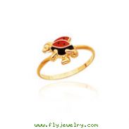 14K Yellow Gold Flying Ladybug Children's Ring