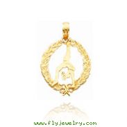 14K Yellow Gold Framed Gymnast Pendant