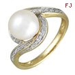 14K Yellow Gold Fresh Water Pearl With Diamonds Ring