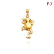 14K Yellow Gold Frog with Enameled Eyes Charm