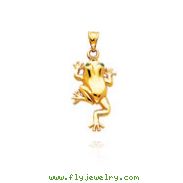 14K Yellow Gold Frog with Enameled Eyes Charm