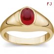 14K Yellow Gold Gents Cabochon Genuine Mozambique Garnet Ring