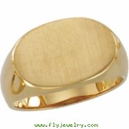 14K Yellow Gold Gents Signet Ring With Brush Finished Top