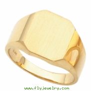 14K Yellow Gold Gents Signet Ring With Brush Finished Top