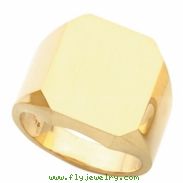 14K Yellow Gold Gents Signet Ring With Brush Finished Top