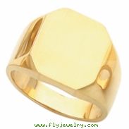 14K Yellow Gold Gents Signet Ring With Brush Finished Top