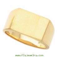 14K Yellow Gold Gents Signet Ring With Brush Finished Top
