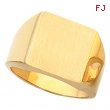 14K Yellow Gold Gents Signet Ring With Brush Finished Top