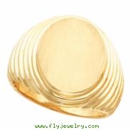 14K Yellow Gold Gents Signet Ring With Brush Finished Top