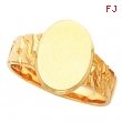 14K Yellow Gold Gents Signet Ring With Brush Finished Top