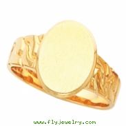 14K Yellow Gold Gents Signet Ring With Brush Finished Top