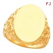 14K Yellow Gold Gents Signet Ring With Brush Finished Top