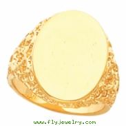 14K Yellow Gold Gents Signet Ring With Brush Finished Top