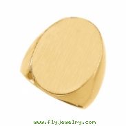 14K Yellow Gold Gents Signet Ring With Brush Finished Top