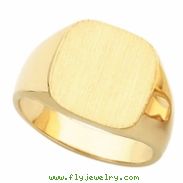 14K Yellow Gold Gents Signet Ring With Brush Finished Top