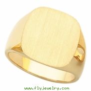 14K Yellow Gold Gents Signet Ring With Brush Finished Top