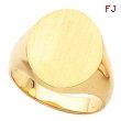 14K Yellow Gold Gents Solid Oval Signet Ring With Brush Finished Top