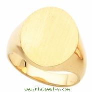 14K Yellow Gold Gents Solid Oval Signet Ring With Brush Finished Top
