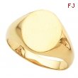 14K Yellow Gold Gents Solid Oval Signet Ring With Brush Finished Top