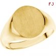 14K Yellow Gold Gents Solid Oval Signet Ring With Brush Finished Top