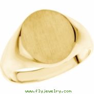 14K Yellow Gold Gents Solid Oval Signet Ring With Brush Finished Top