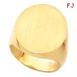 14K Yellow Gold Gents Solid Oval Signet Ring With Brush Finished Top