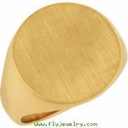 14K Yellow Gold Gents Solid Signet Ring With Brush Finished Top