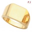 14K Yellow Gold Gents Solid Signet Ring With Brush Finished Top