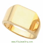 14K Yellow Gold Gents Solid Signet Ring With Brush Finished Top
