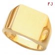 14K Yellow Gold Gents Solid Signet Ring With Brush Finished Top