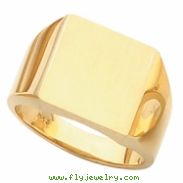14K Yellow Gold Gents Solid Signet Ring With Brush Finished Top