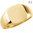 14K Yellow Gold Gents Solid Signet Ring With Brush Finished Top