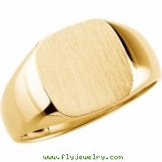 14K Yellow Gold Gents Solid Signet Ring With Brush Finished Top