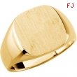 14K Yellow Gold Gents Solid Signet Ring With Brush Finished Top