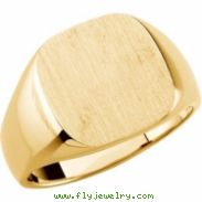 14K Yellow Gold Gents Solid Signet Ring With Brush Finished Top