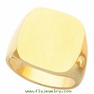 14K Yellow Gold Gents Solid Signet Ring With Brush Finished Top