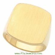 14K Yellow Gold Gents Solid Signet Ring With Brush Finished Top