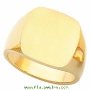 14K Yellow Gold Gents Solid Signet Ring With Brush Finished Top