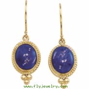 14K Yellow Gold Genuine Lapis Earring