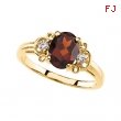 14K Yellow Gold Genuine Mozambique Garnet And Diamond Ring