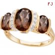 14K Yellow Gold Genuine Smoky Quartz And Diamond Ring