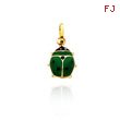 14K Yellow Gold Green Enameled Ladybug Charm