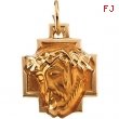 14K Yellow Gold Head Of Jesus With Crown Cross Pendant