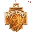 14K Yellow Gold Head Of Jesus With Crown Cross Pendant