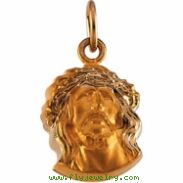 14K Yellow Gold Head Of Jesus With Crown Pendant