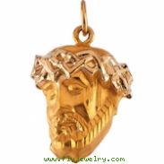 14K Yellow Gold Head Of Jesus With Crown Pendant