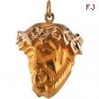 14K Yellow Gold Head Of Jesus With Crown Pendant