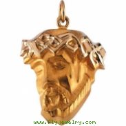 14K Yellow Gold Head Of Jesus With Crown Pendant