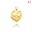 14K Yellow Gold Heart-Shaped Double Hearts Locket